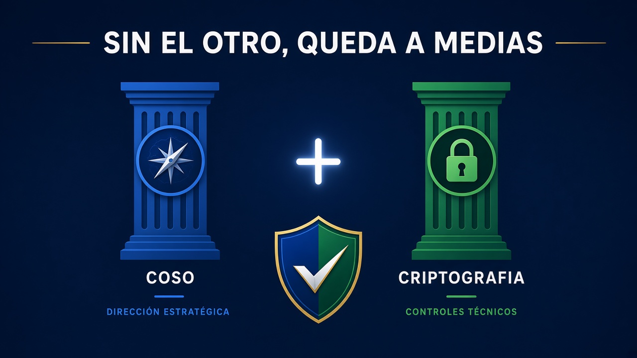 Dos pilares que se unen: COSO da dirección estratégica y la criptografía da controles técnicos