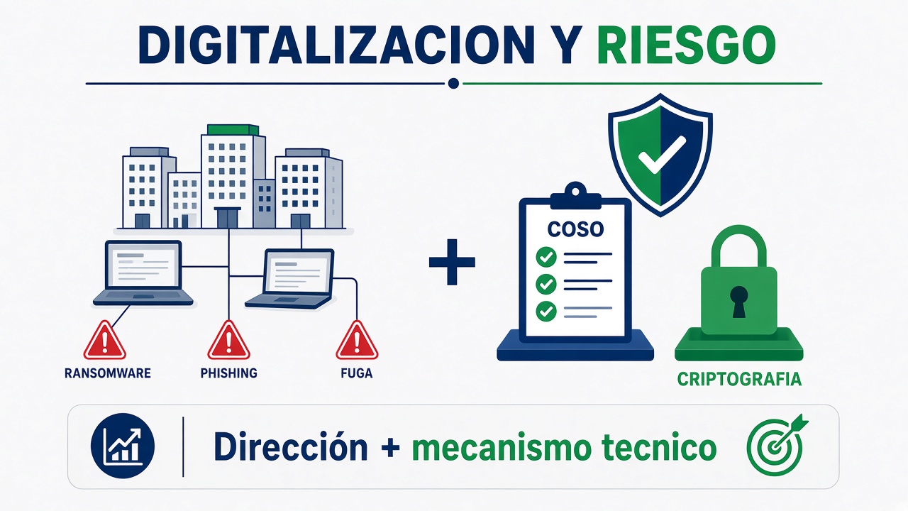 La digitalización trae ransomware, phishing y fuga de datos; COSO y criptografía se sostienen juntos